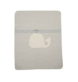 Baby Blanket - Whale/Stripes - Grey